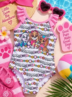NWT Nickelodeon Paw Patrol Skye Everest 1-Piece Ruffle Swimsuit 18M